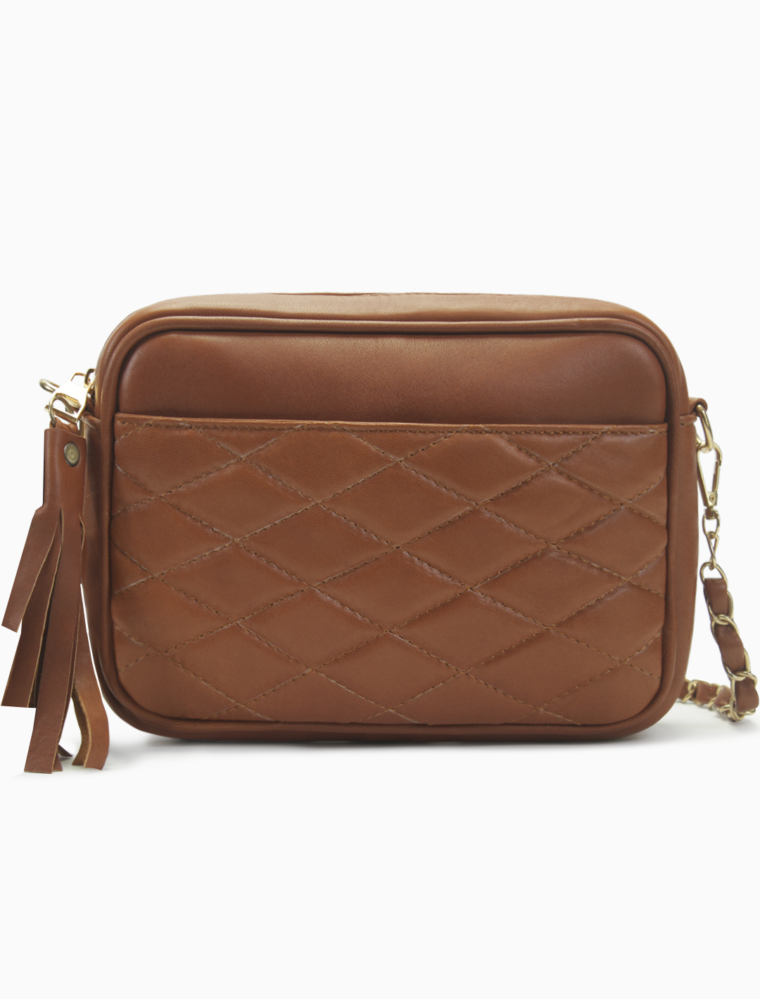 Amelie Quilted Camera Bag — Cognac