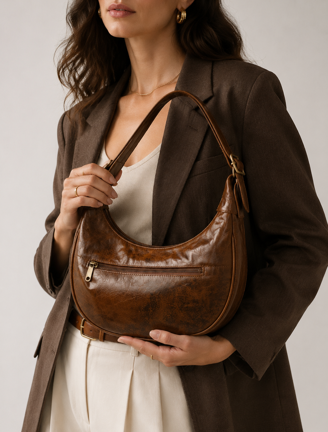 Margot Crescent Hobo — Cognac