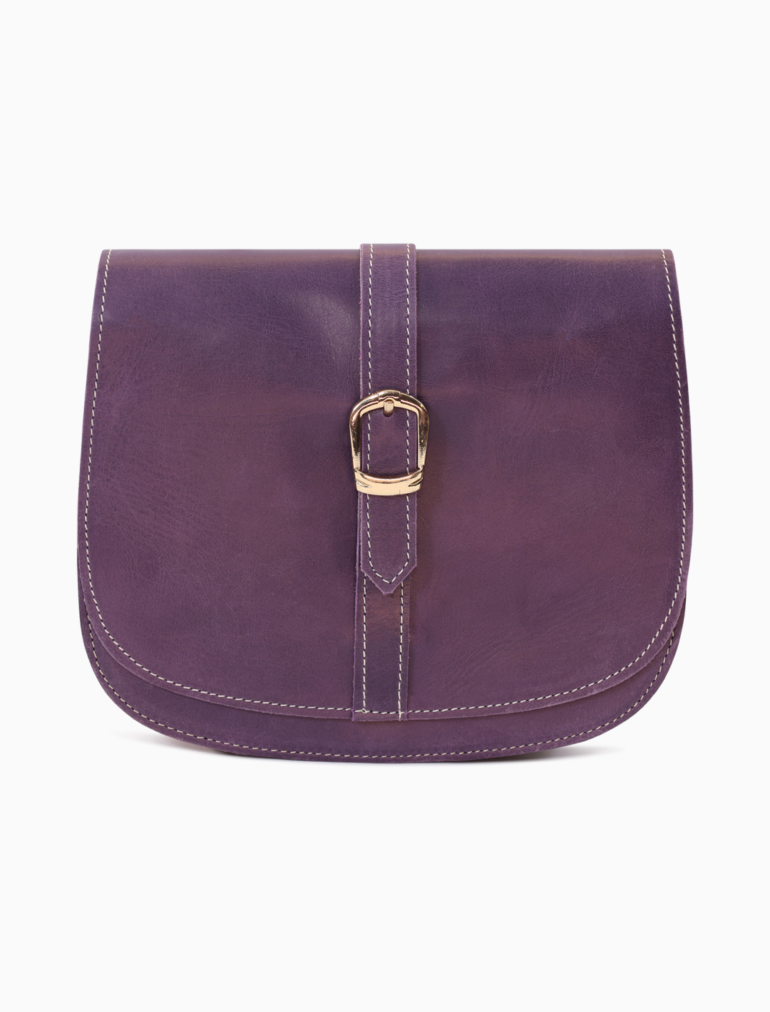 Elara Buckle Saddle Bag — Plum